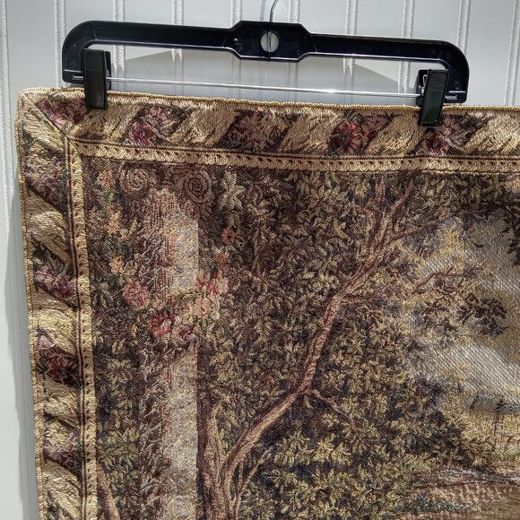 Tapestries Ltd Verdure au Chateau Wall Tapestry Balcony Scene Floral Terrace - Picture 3 of 13